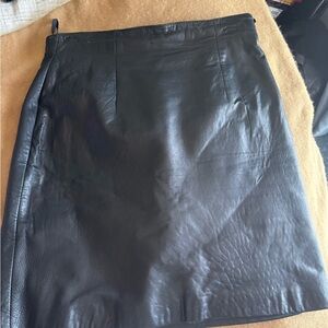 Black Leather A-Line Women's Skirt